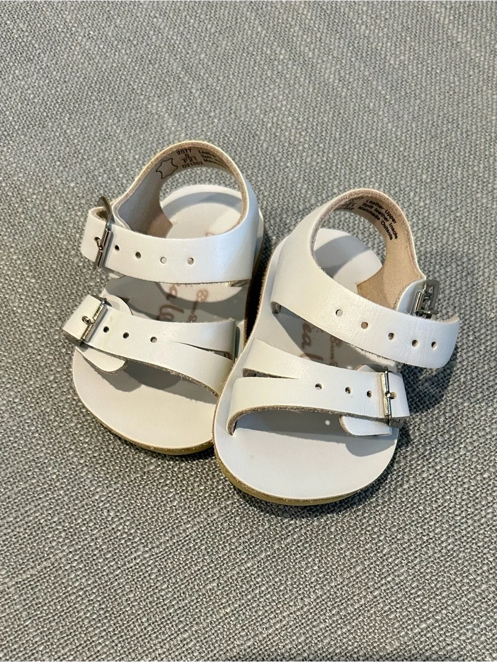 Kids light blue Double-Buckle Leather Sandals